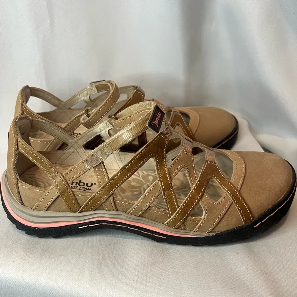 Jambu Tangerine Leather Sandals 7.5 - Picture 4 of 9